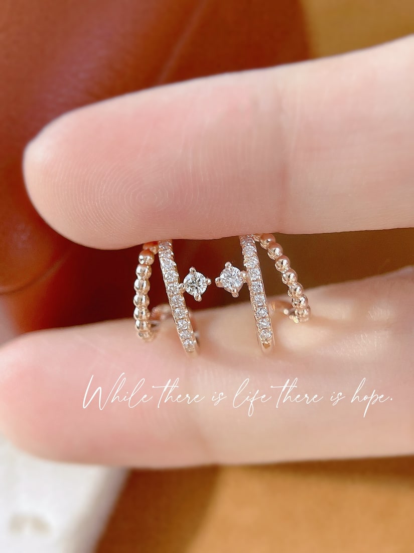 18k Set with Natural Diamonds Stud Earrings - 4