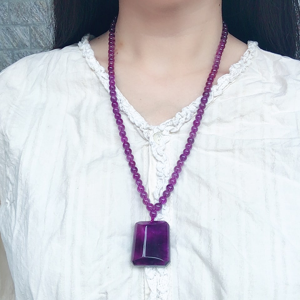 Pure Vitreous Body Amethyst Faceted Yarn Chain - Amethyst Three Pass: Title: Pure Vitreous Body Amethyst Faceted Yarn Chain - Amethyst Three Pass Description: Plain glassy amethyst faceted necklace, amethyst three-way connector, color deep purple, crystal transparent, e