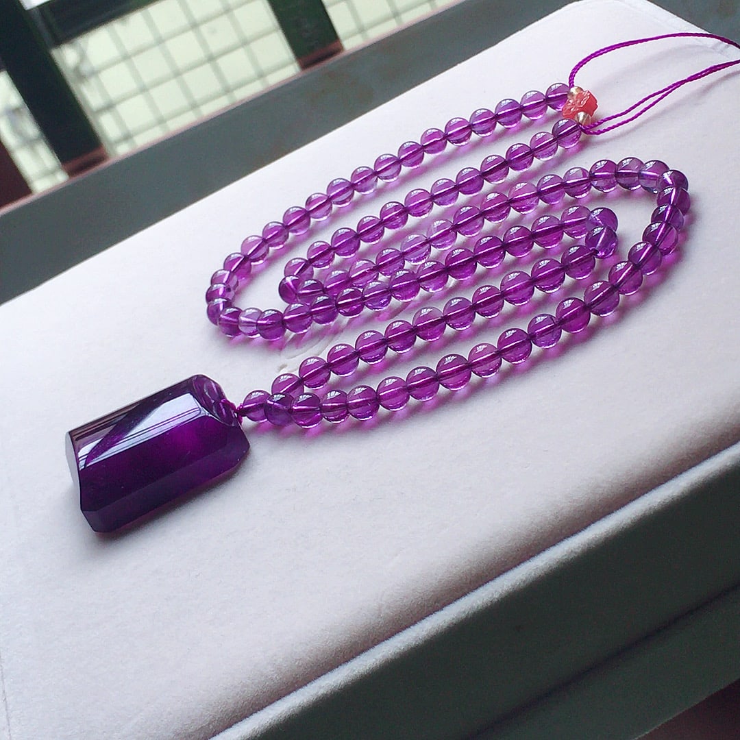 Pure Vitreous Body Amethyst Faceted Yarn Chain - Amethyst Three Pass - 2