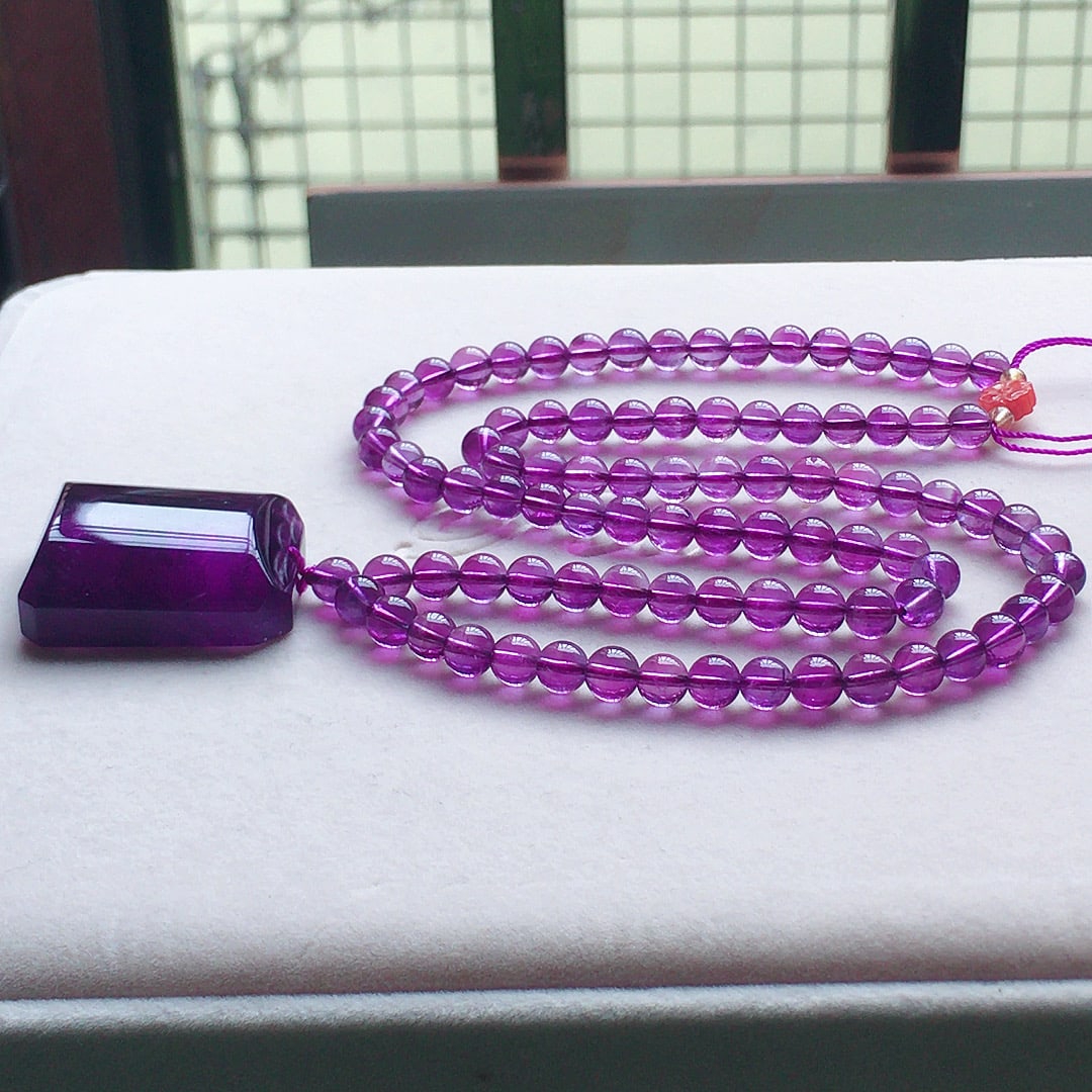 Pure Vitreous Body Amethyst Faceted Yarn Chain - Amethyst Three Pass - 3