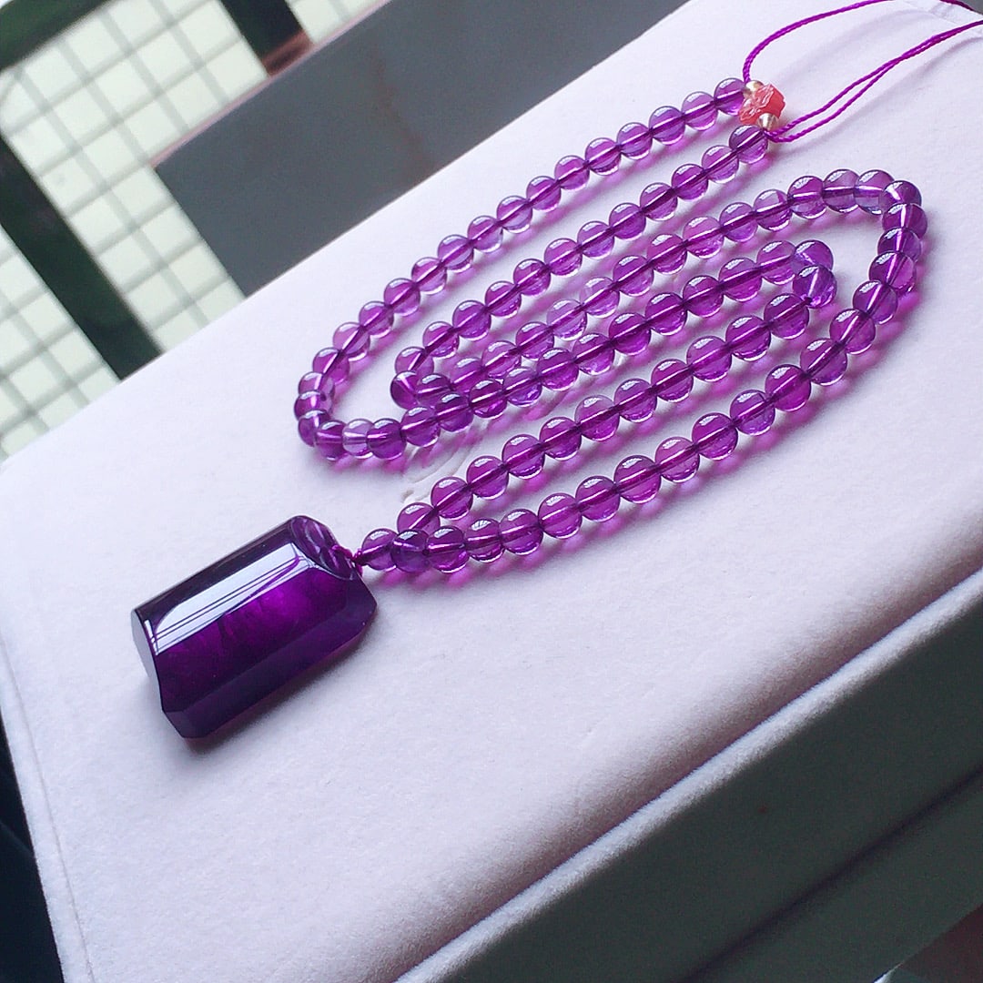 Pure Vitreous Body Amethyst Faceted Yarn Chain - Amethyst Three Pass - 4