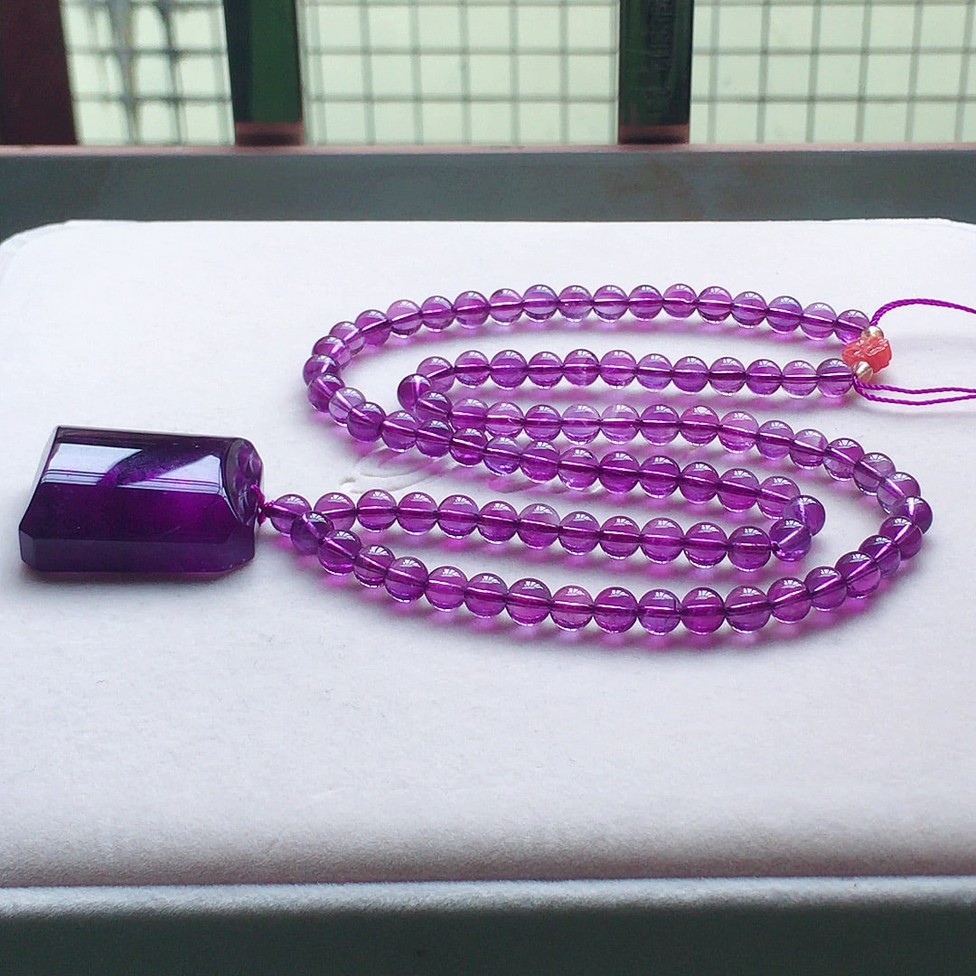Pure Vitreous Body Amethyst Faceted Yarn Chain - Amethyst Three Pass - 5