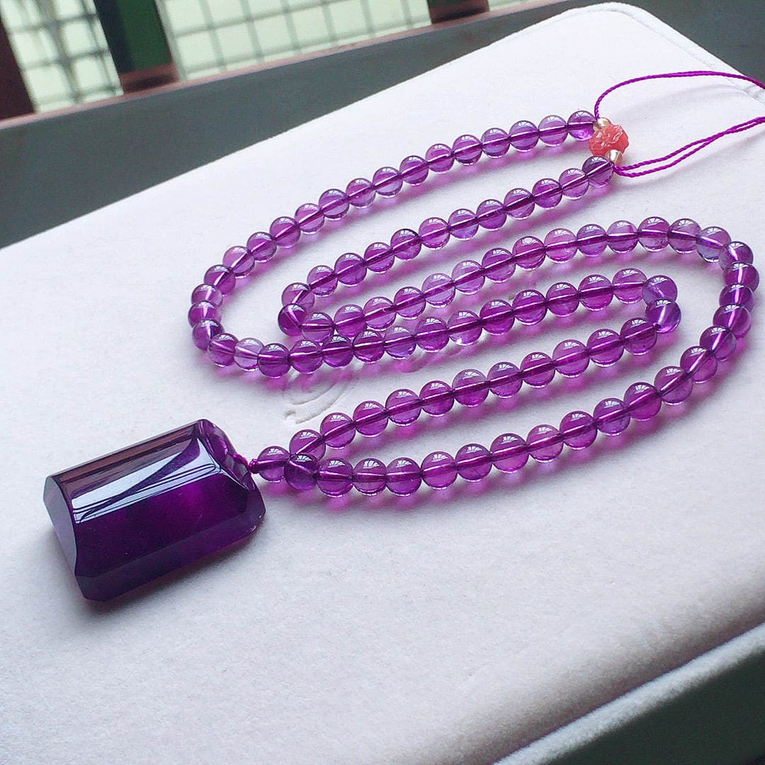 Pure Vitreous Body Amethyst Faceted Yarn Chain - Amethyst Three Pass - 6