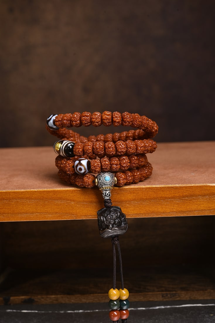 108 Beads of Small Sacred Rudraksha Mala Bracelet - 3