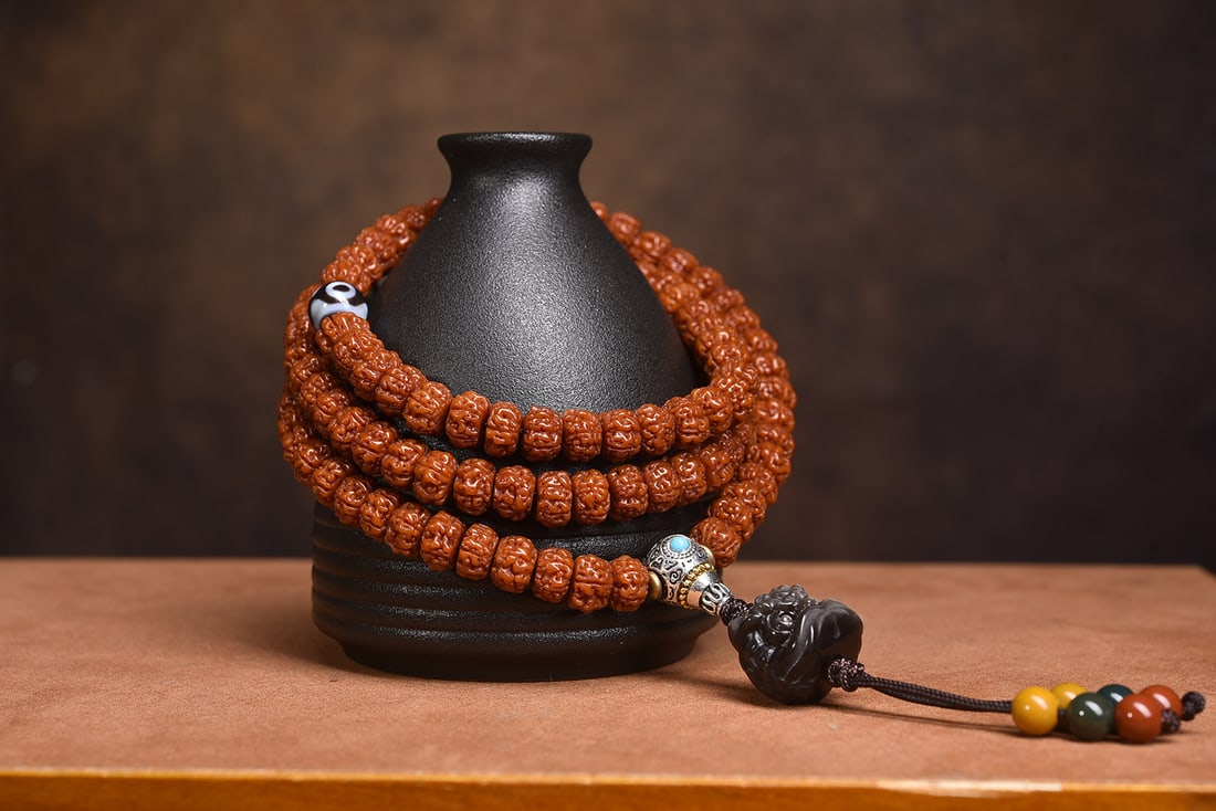 108 Beads of Small Sacred Rudraksha Mala Bracelet - 6