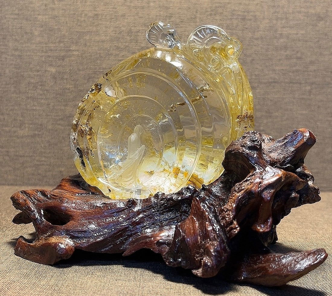 Natural Yellow Glaze Flower Crystal Zen Decorative Piece - 6