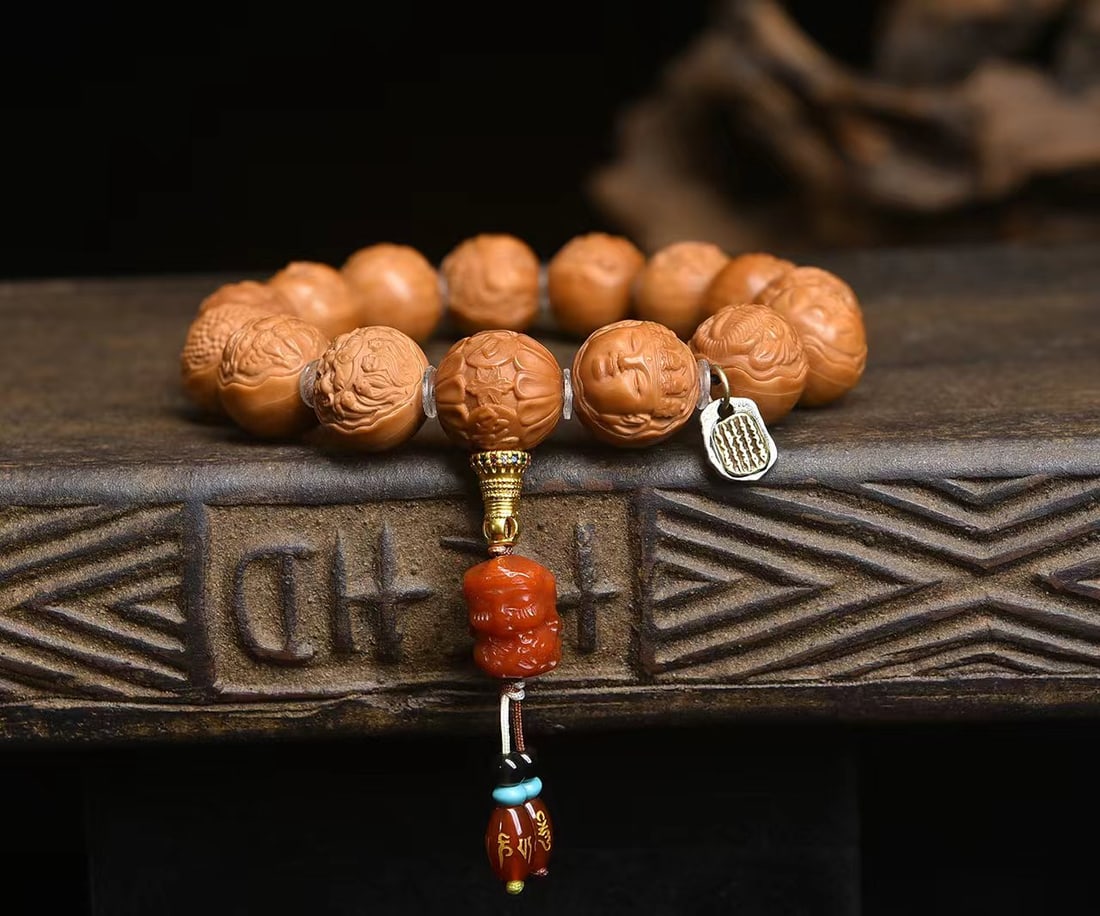 Buddha Head Walnut Prayer Beads - 3