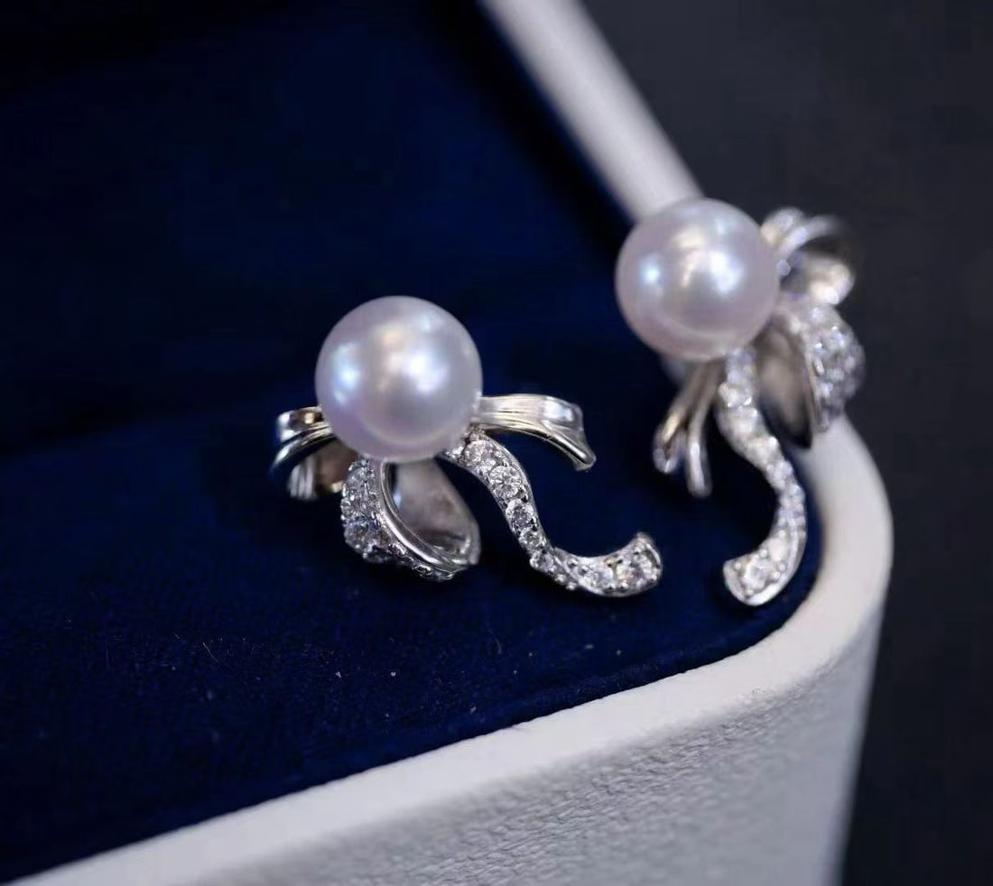 Sterling Silver Pearl Stud Earrings - 2