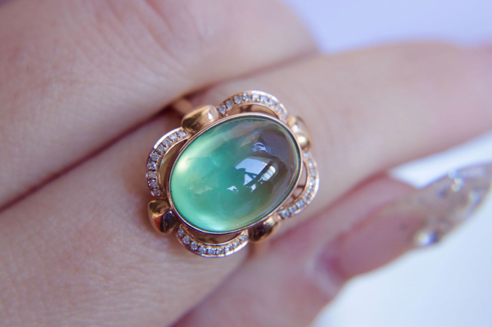 18K Gold Set with Peridot Ring - 3