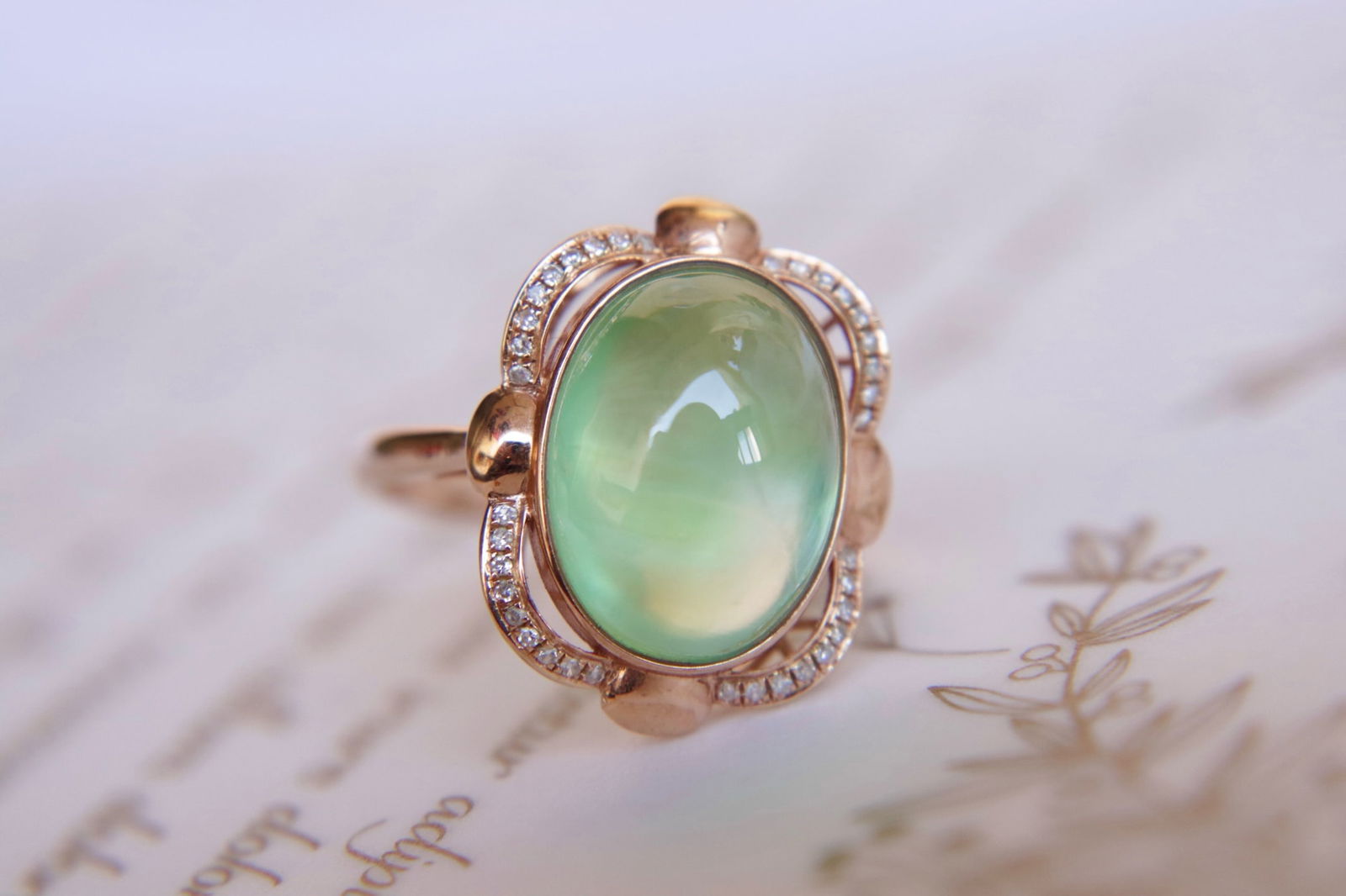 18K Gold Set with Peridot Ring - 5