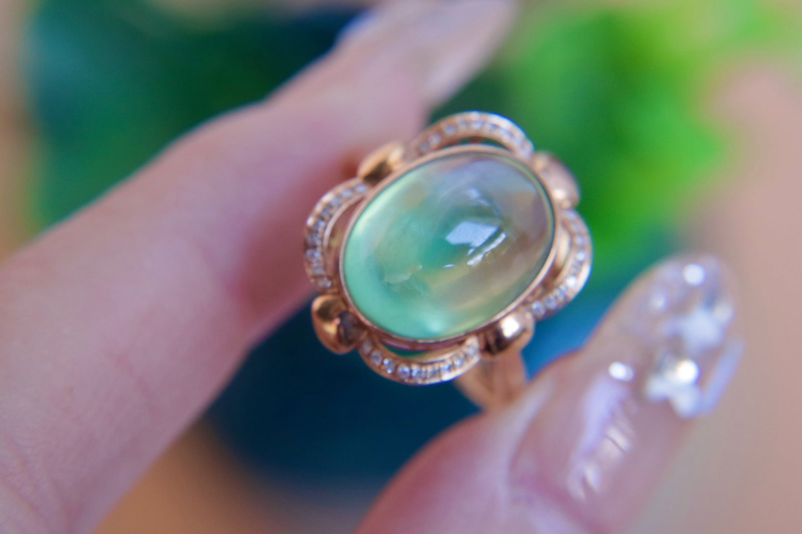 18K Gold Set with Peridot Ring - 9