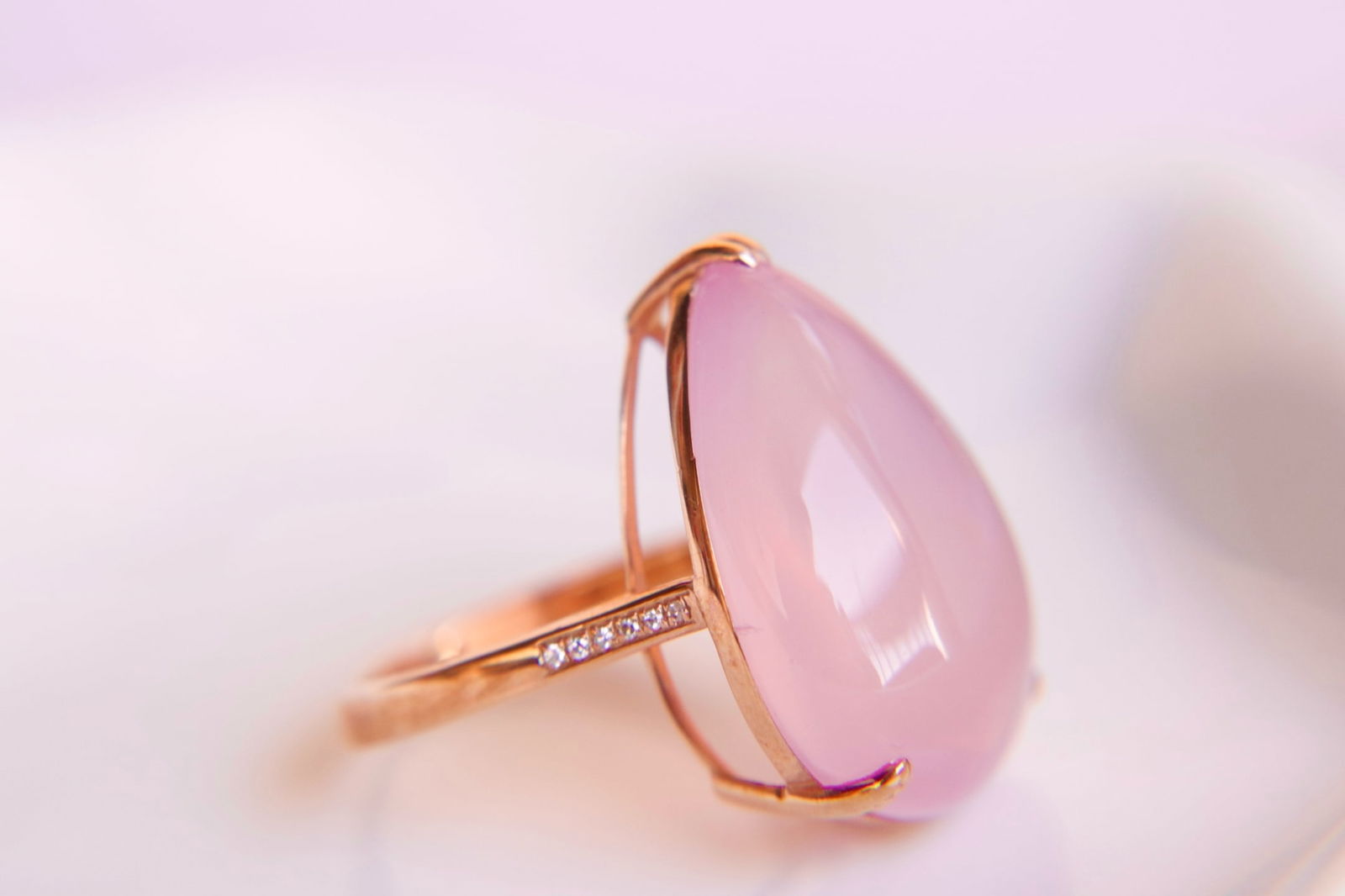 18K Gold Pink Quartz Ring - 2