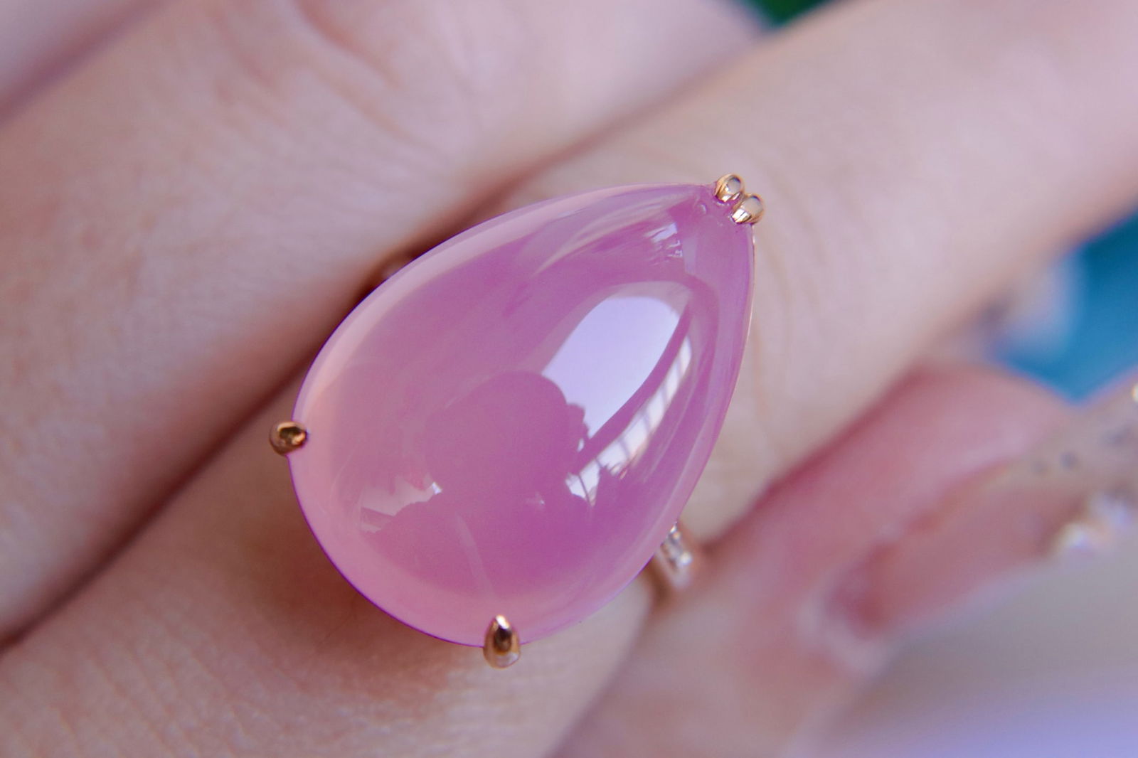 18K Gold Pink Quartz Ring - 7