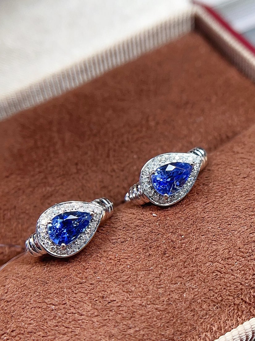 18K Gold Sapphire Ear Clips - 2