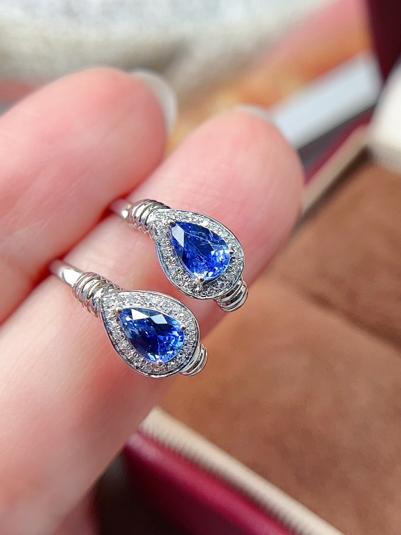 18K Gold Sapphire Ear Clips - 3