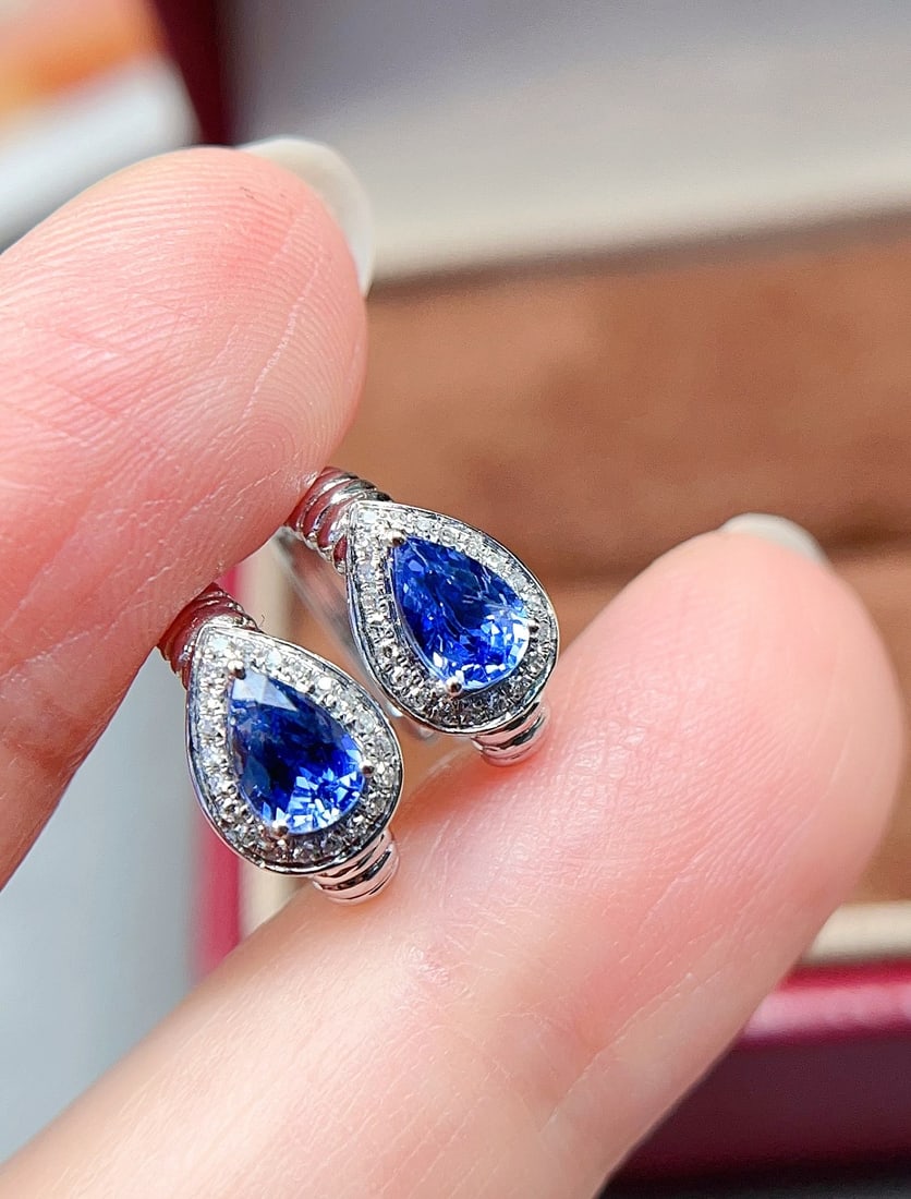 18K Gold Sapphire Ear Clips - 4
