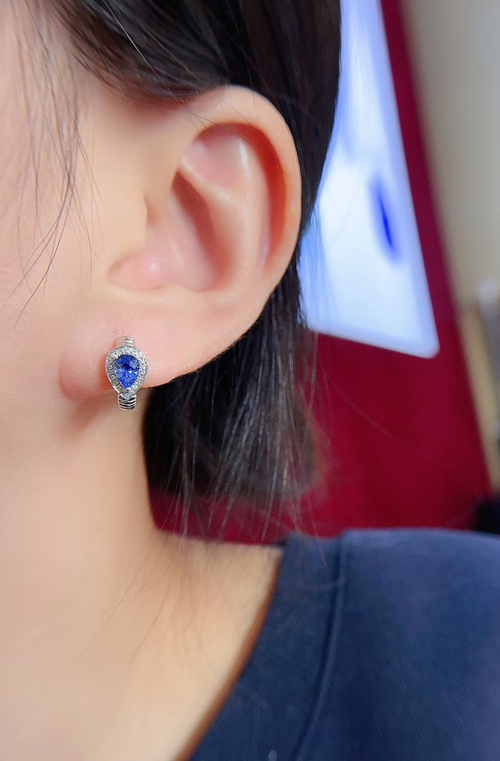 18K Gold Sapphire Ear Clips - 5