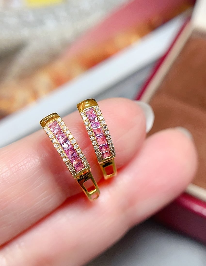 18K Gold Sapphire Ear Clips - 4