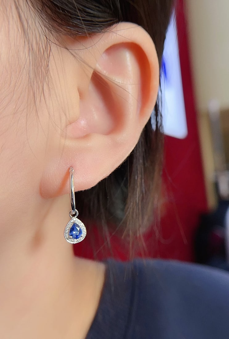 18K Gold Sapphire Earrings - 5