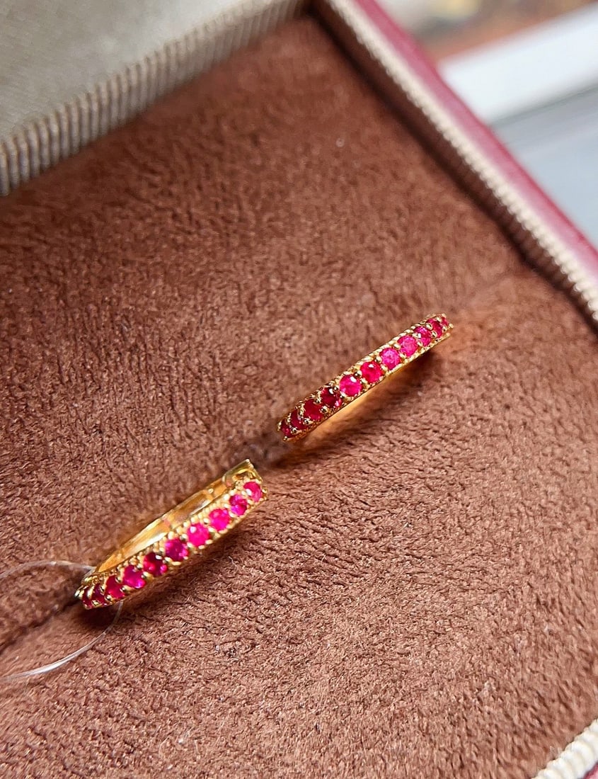 18K Gold Ruby Earrings - 3