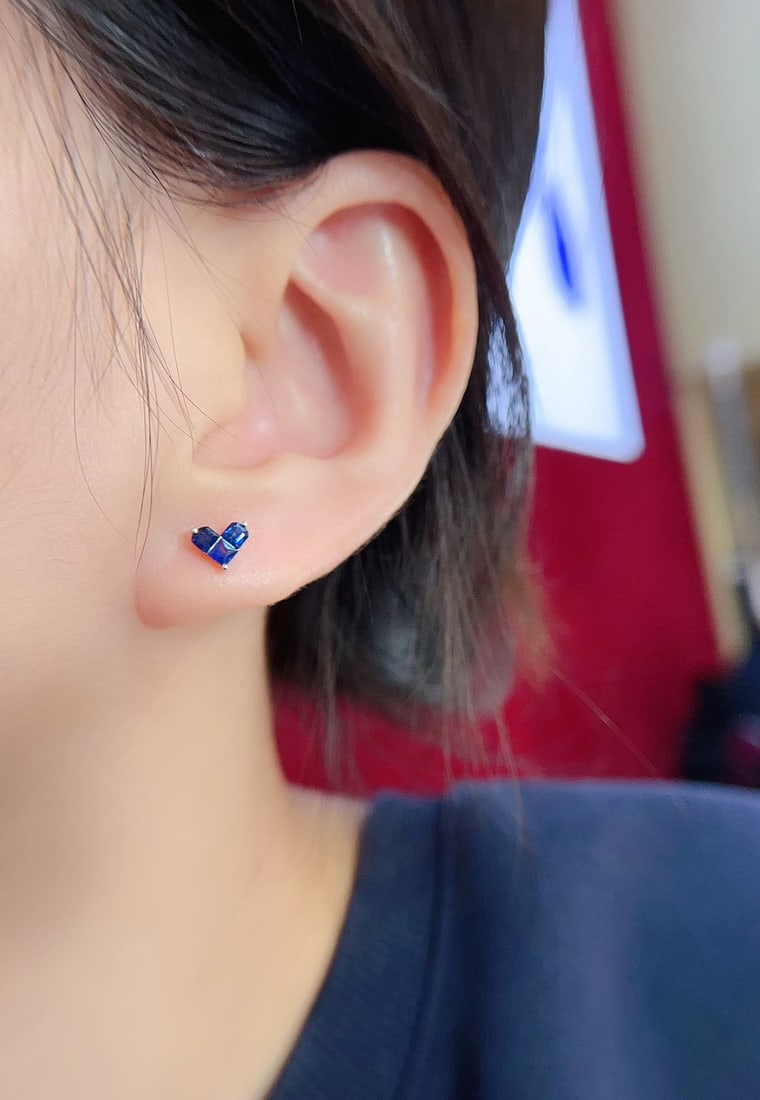 18K Gold Sapphire Earrings - 4