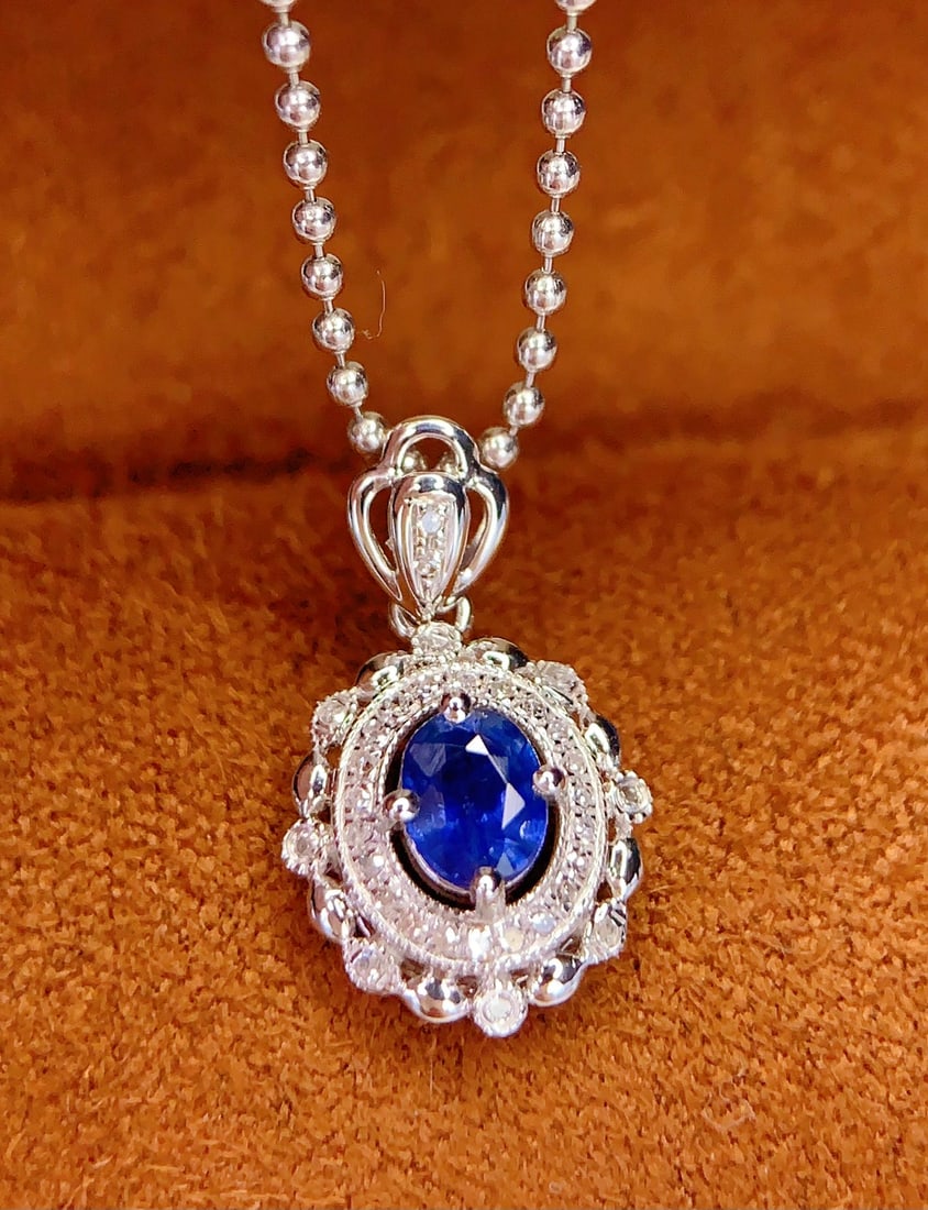 18K Gold Sapphire Pendant - 2