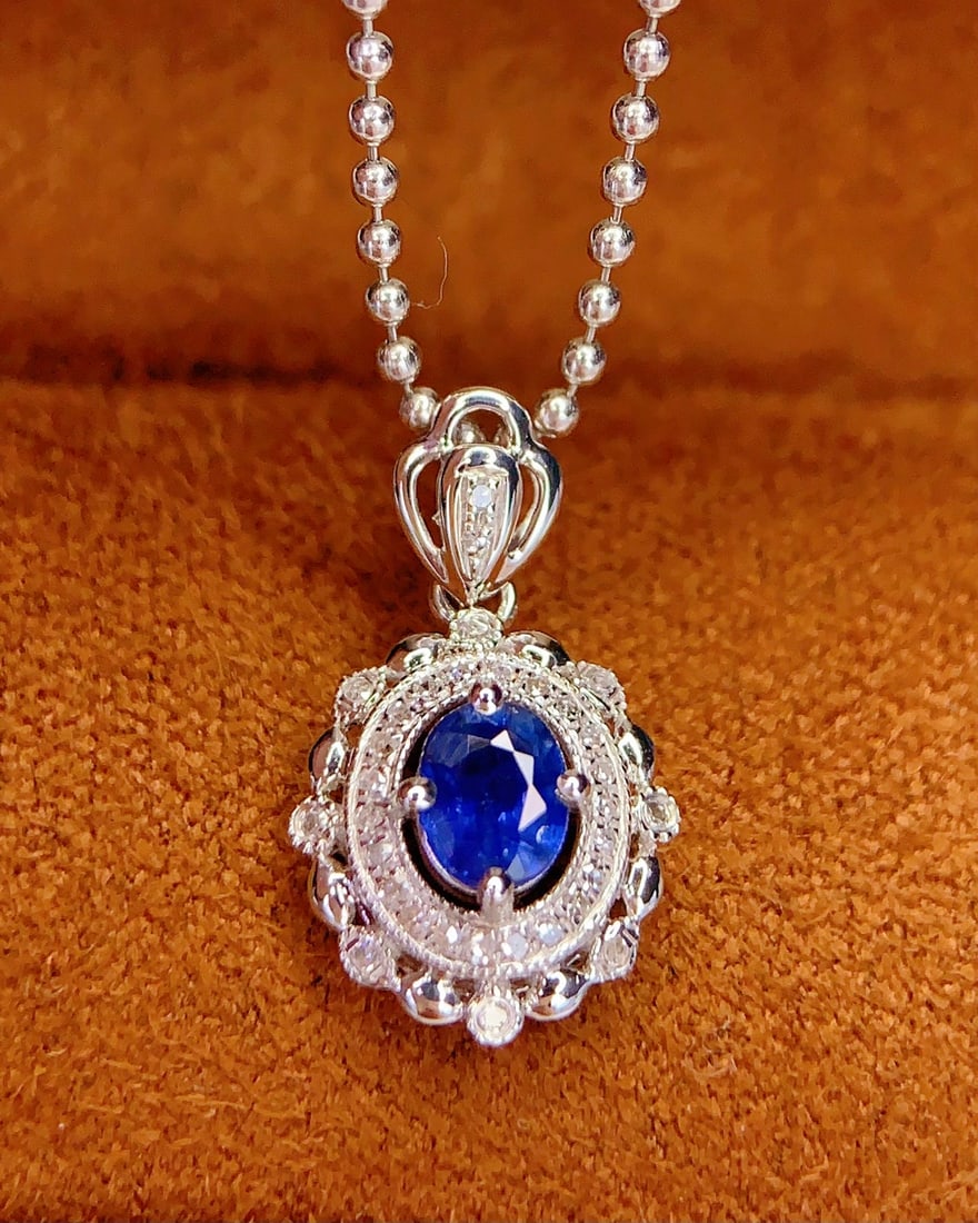 18K Gold Sapphire Pendant - 4