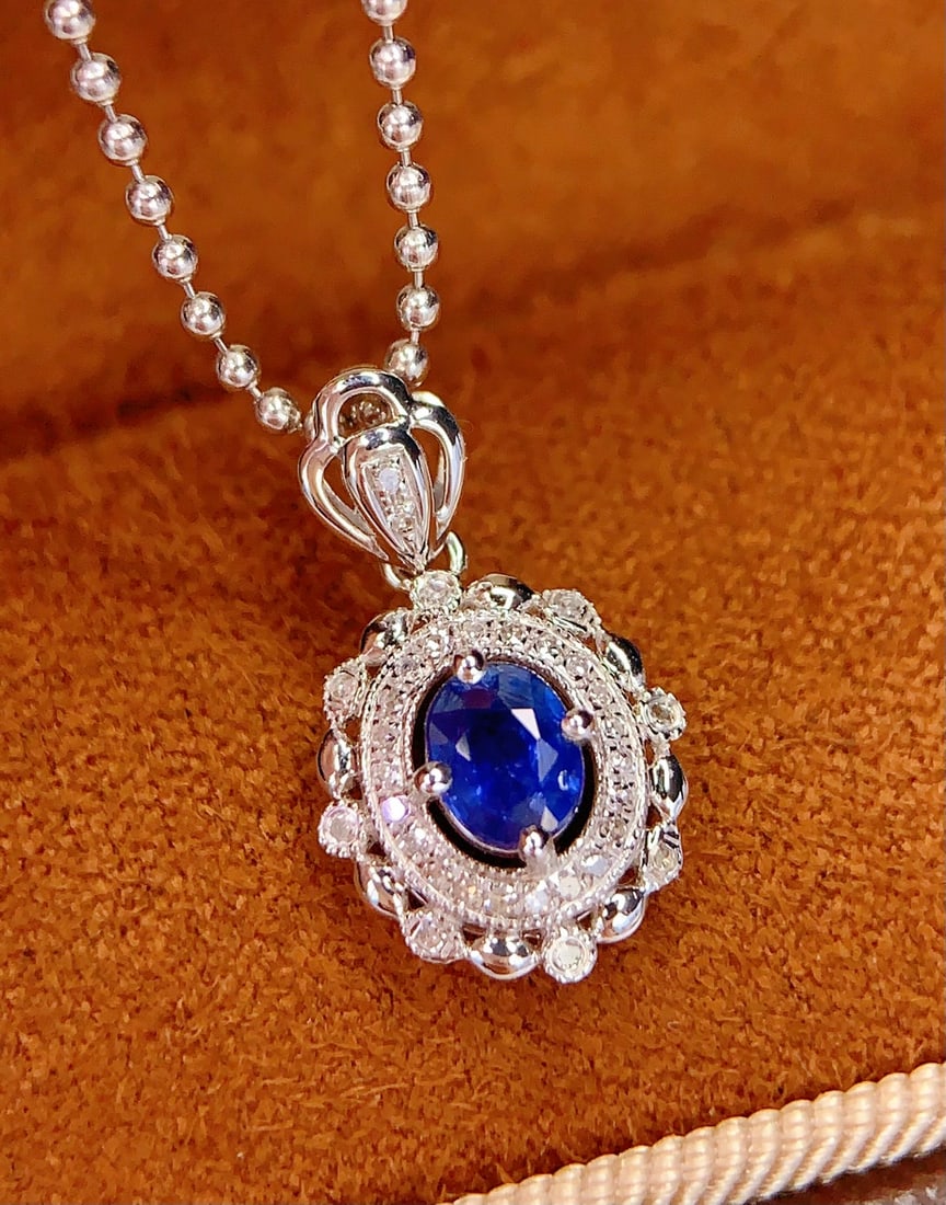 18K Gold Sapphire Pendant - 5