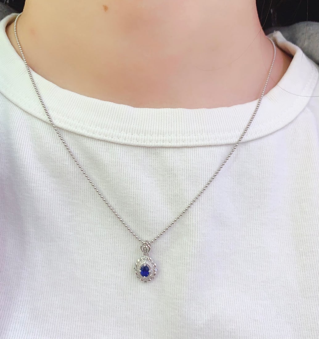 18K Gold Sapphire Pendant - 6
