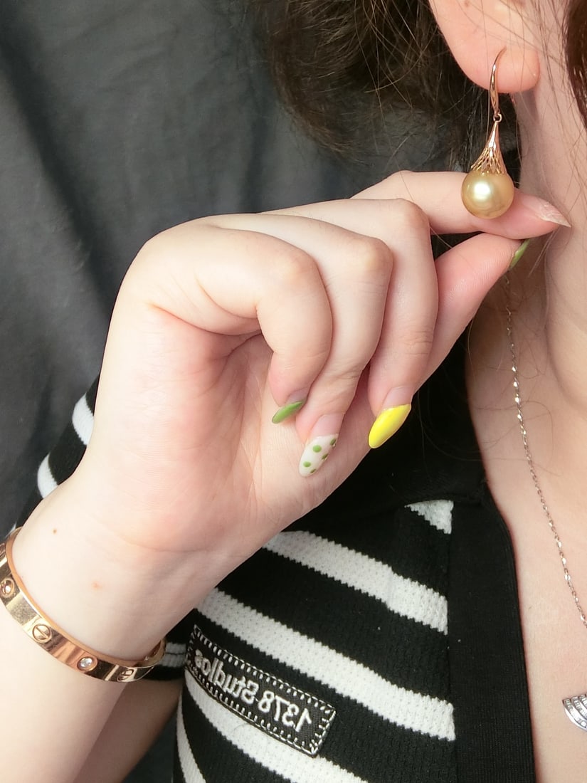 18K Gold Sea Water Pearl Earrings - 5