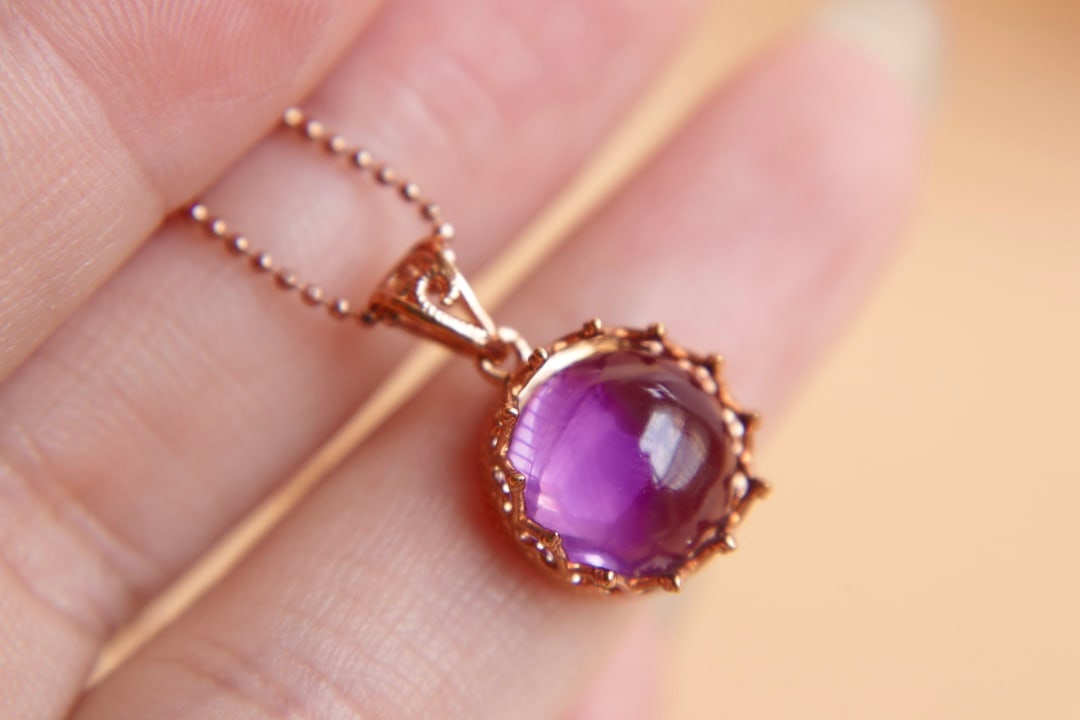 18K Gold Amethyst Pendant - 7