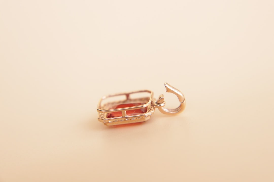 18K Gold Inlaid Ruby Color Sunstone Pendant - 11