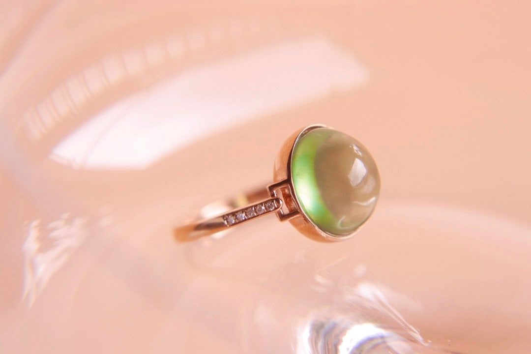 18K Gold Set with Peridot Ring - 7