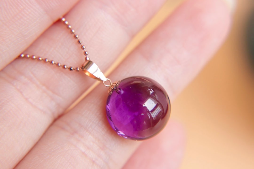 18K Gold Amethyst Pendant - 2