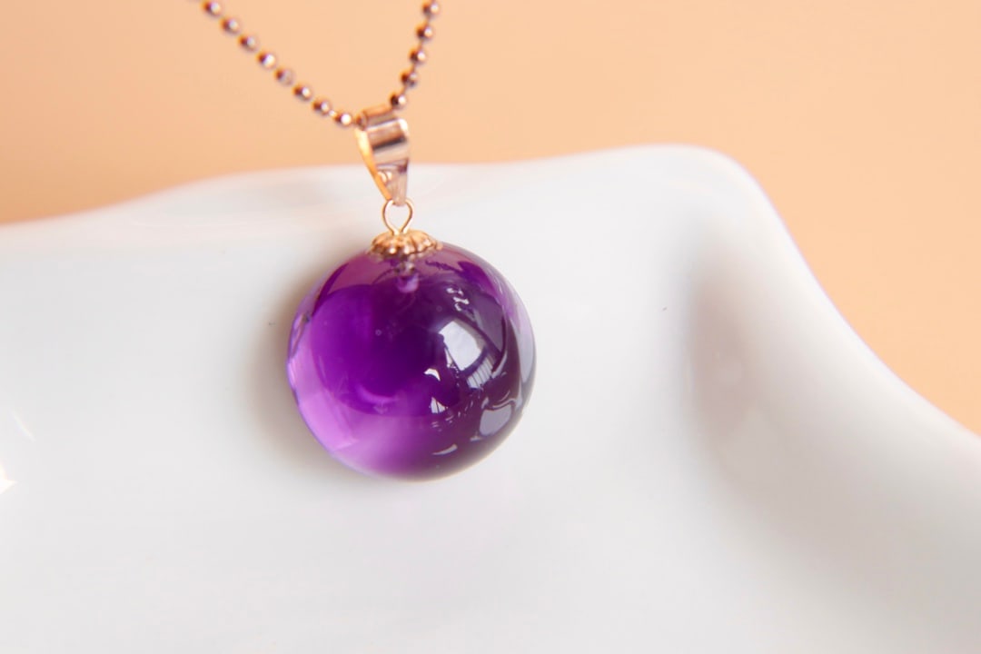 18K Gold Amethyst Pendant - 5