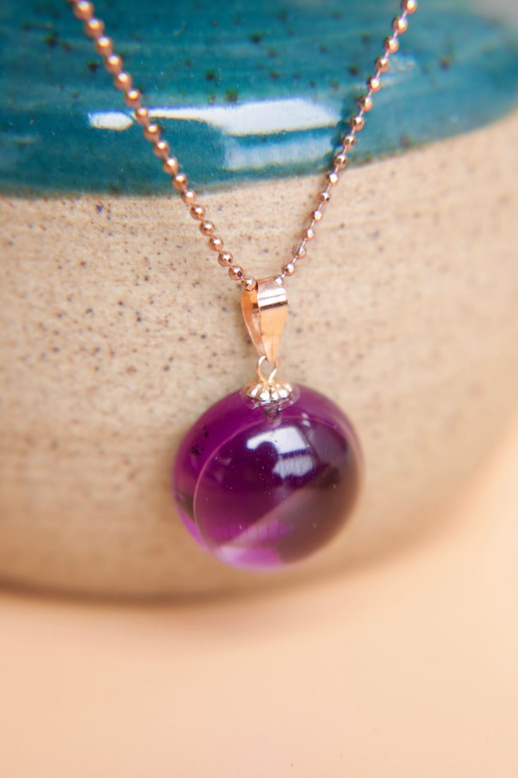 18K Gold Amethyst Pendant - 6