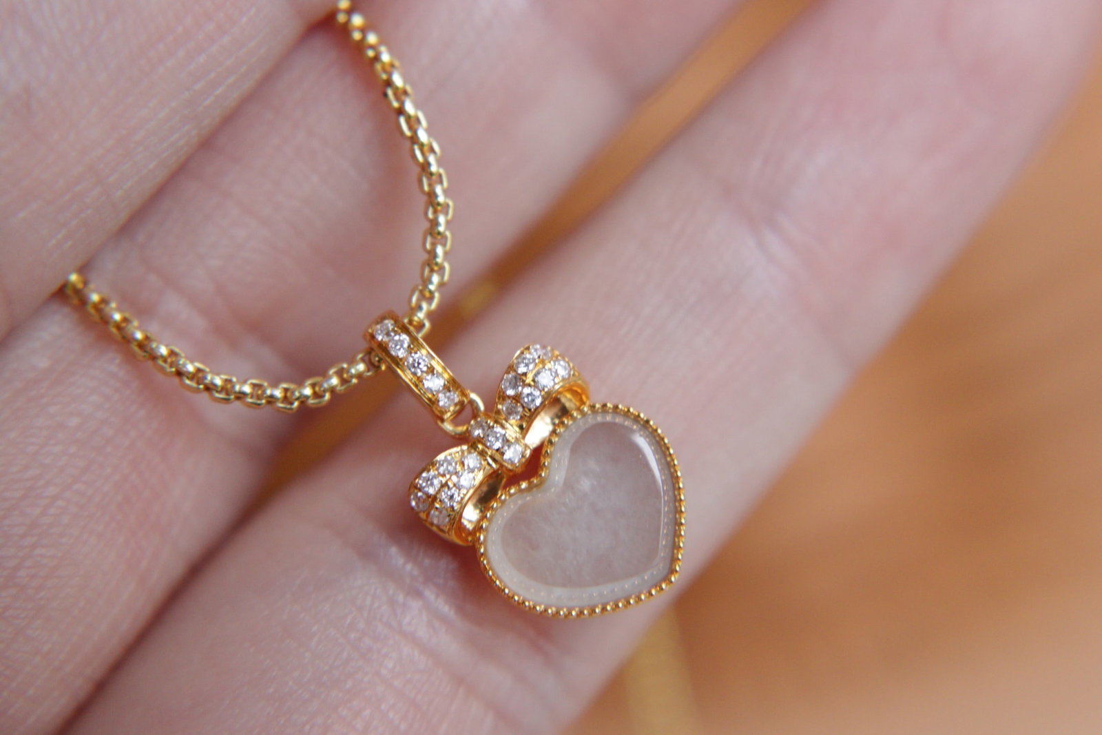 18K Gold Inlaid South African Diamond Natural Ice Jadeite Pendant - 10