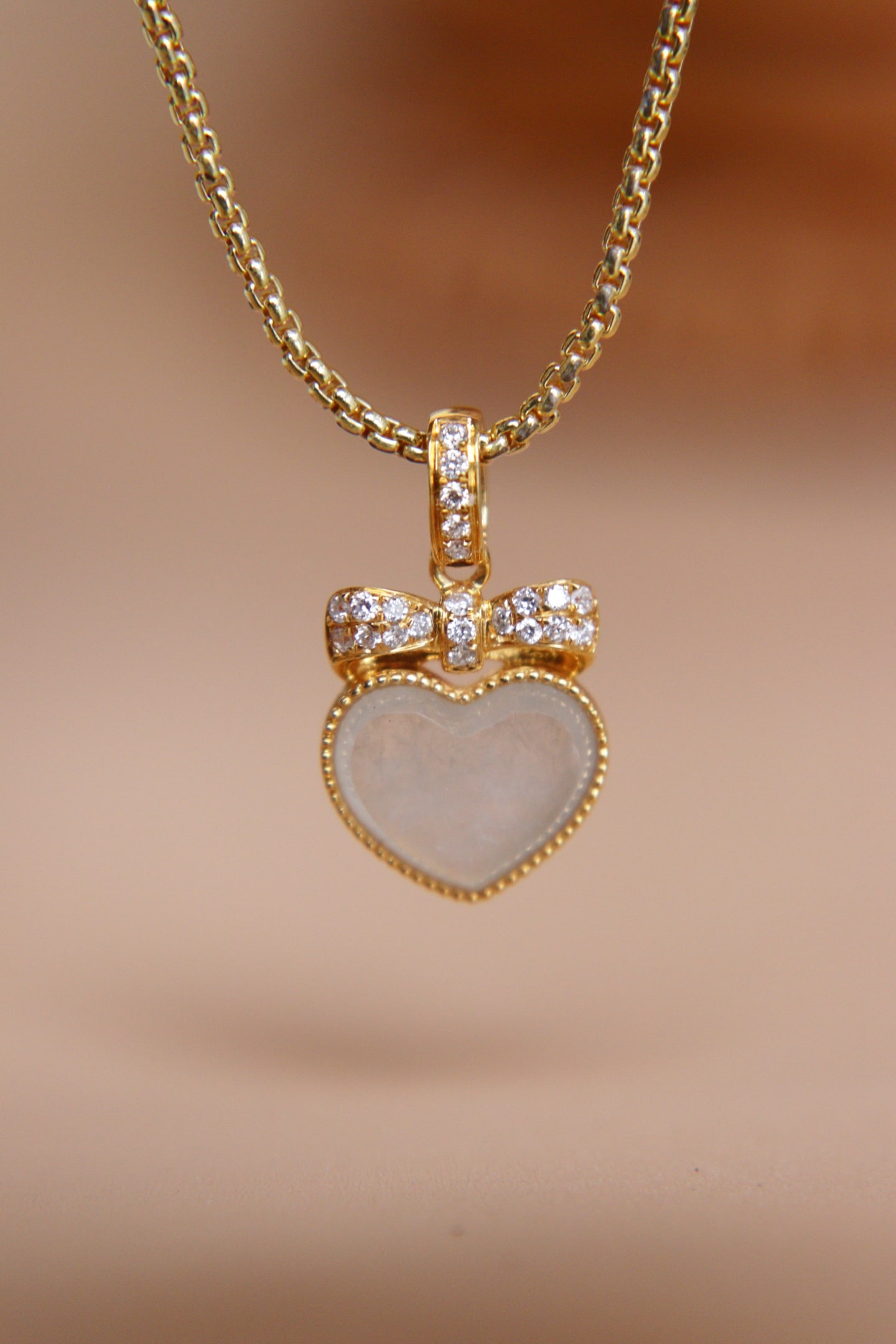 18K Gold Inlaid South African Diamond Natural Ice Jadeite Pendant - 2