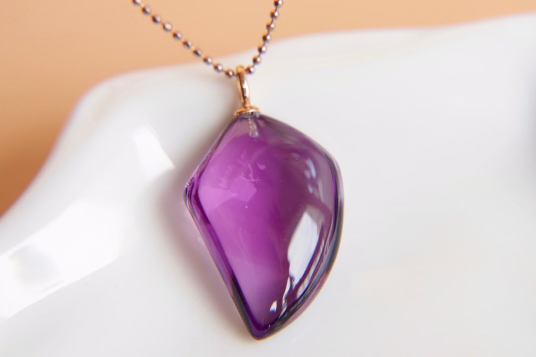 18K Gold Amethyst Pendant - 3