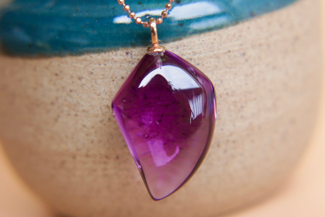 18K Gold Amethyst Pendant - 4