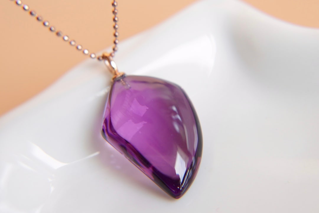 18K Gold Amethyst Pendant - 6