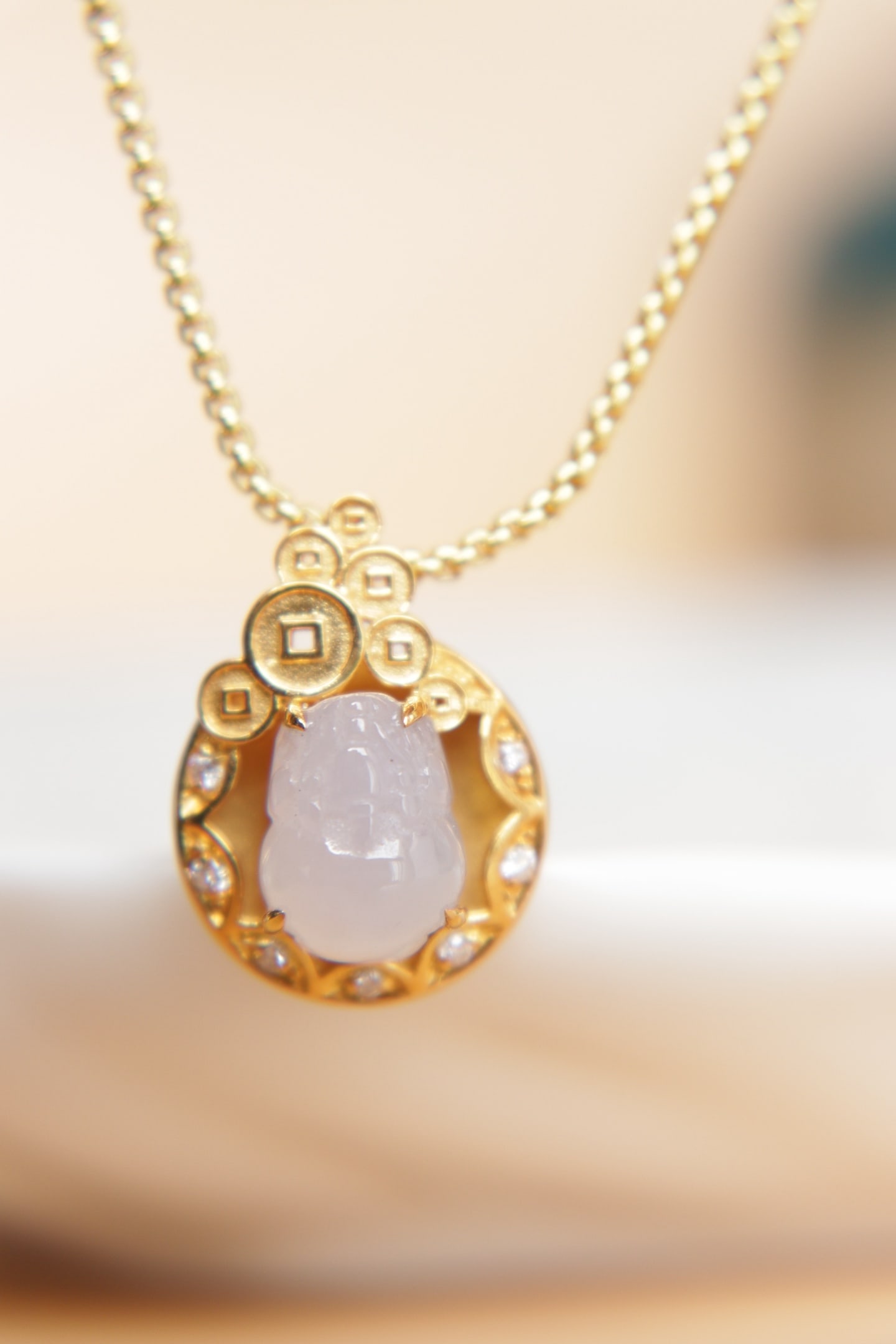 18K Gold Inlaid Natural Jadeite Violet Pixiu Pendant - 8