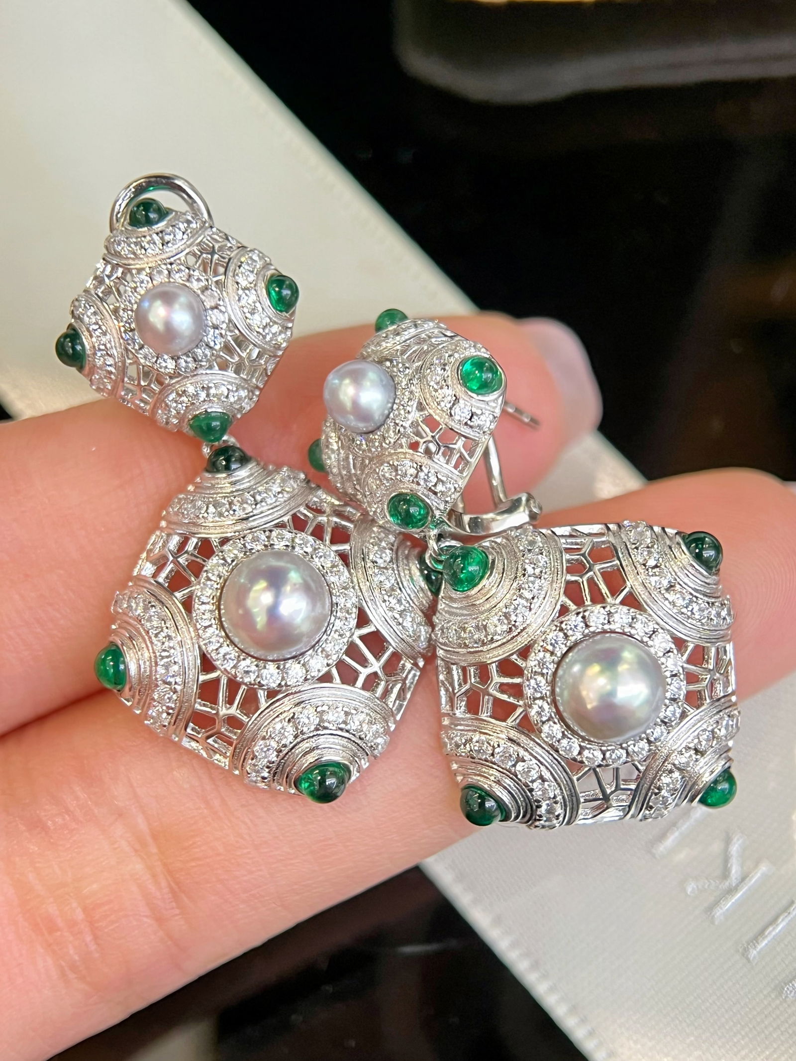 Authentic Momme Pearl Square Stud Earrings - 4