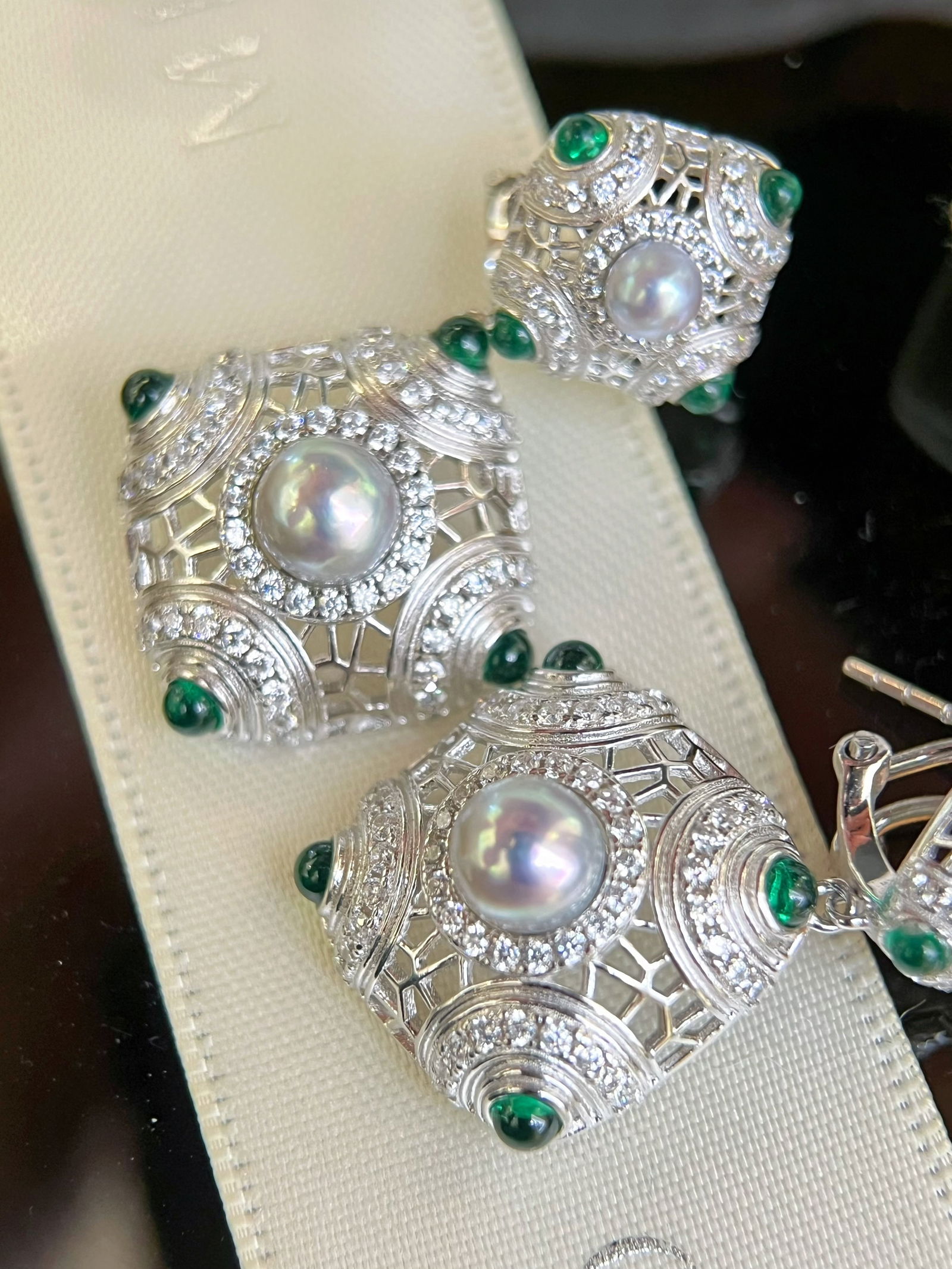 Authentic Momme Pearl Square Stud Earrings - 6