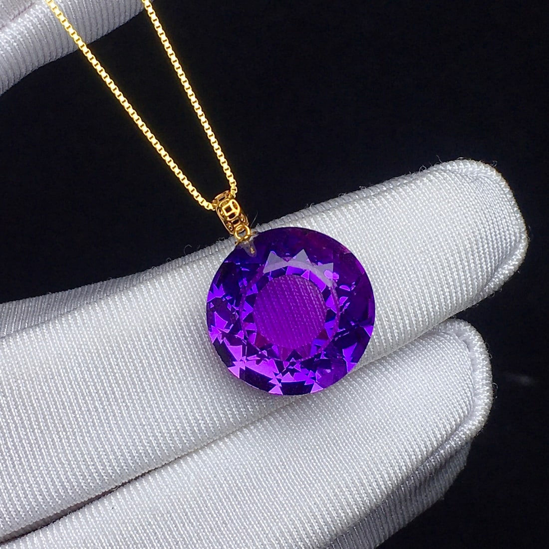 18k gold clasp inlaid with pure natural Uruguayan amethyst pendant - 6
