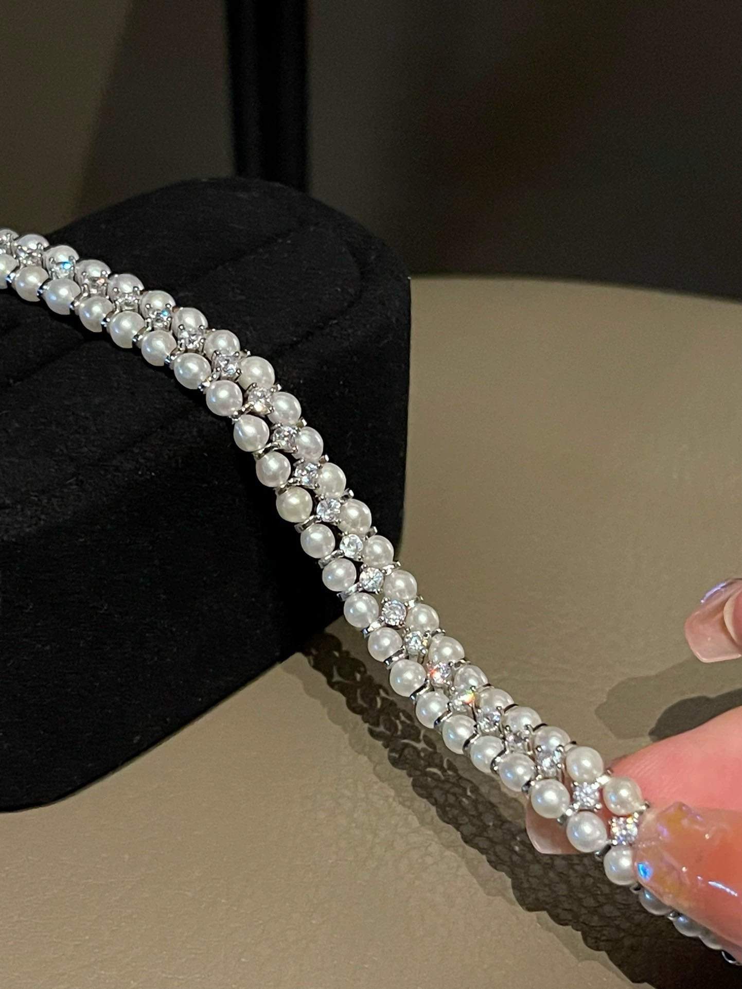 Geometric double-row pearl bracelet - 3