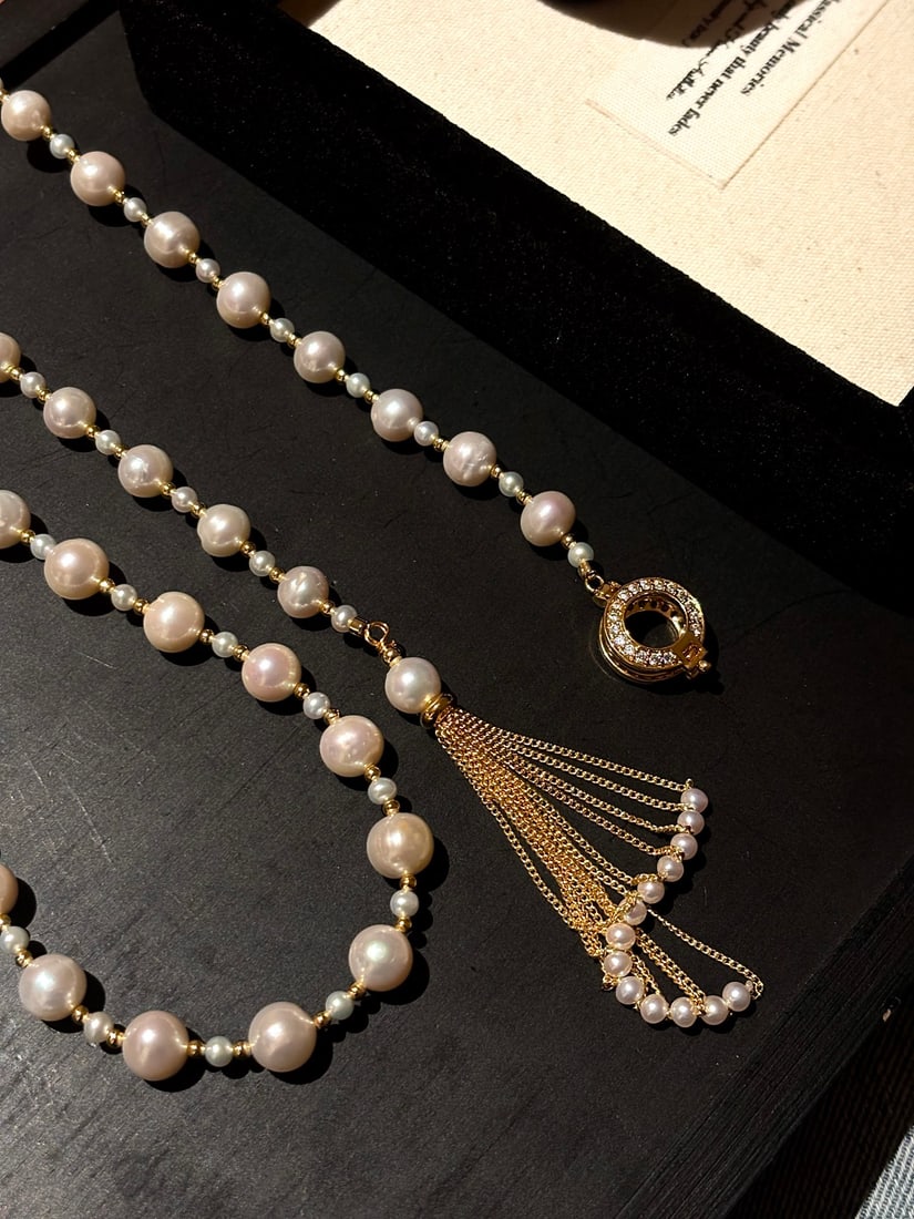 Pearl necklace sweater chain - 4