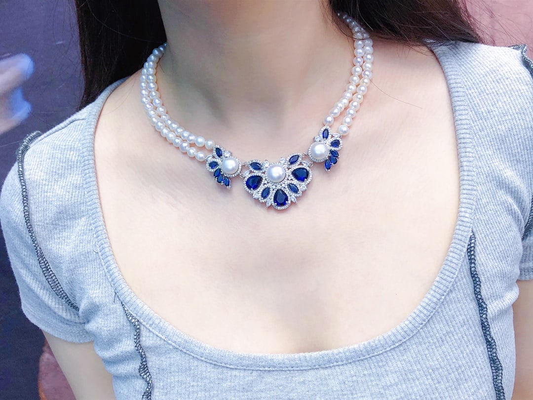 Natural White Pearl Double-layer Neck Chain Necklace - 3