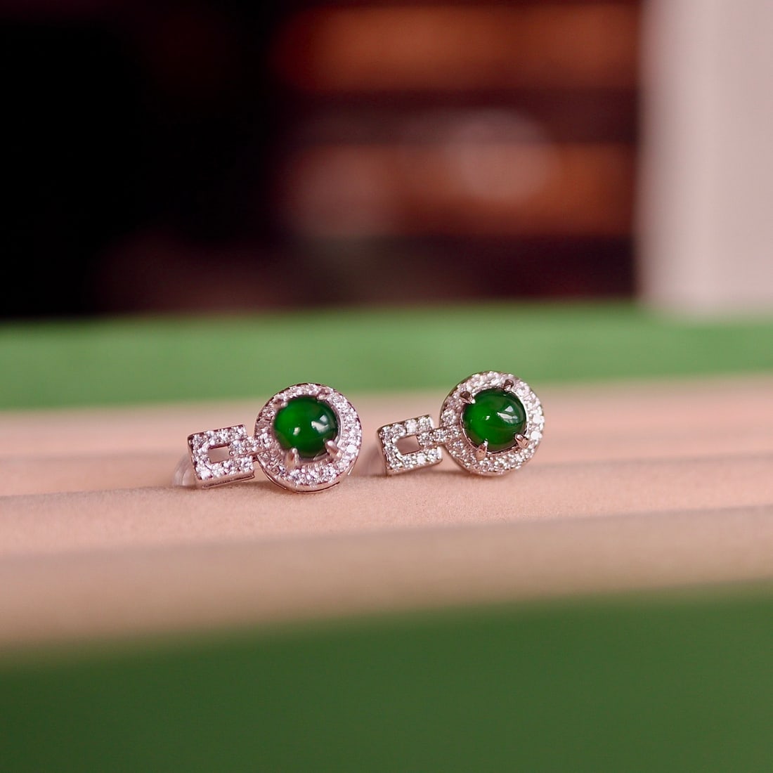 Natural Jadeite Stud Earrings - 4