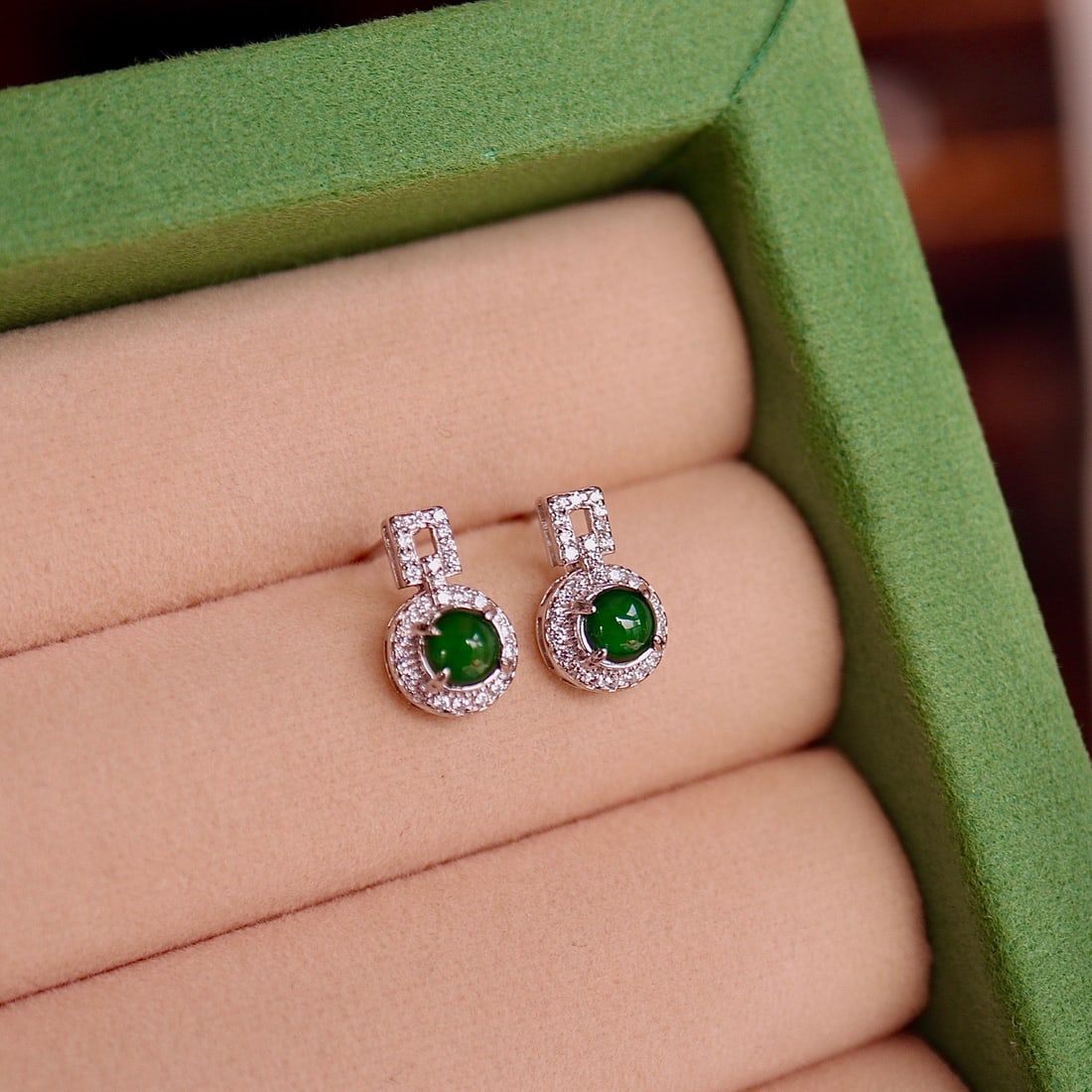 Natural Jadeite Stud Earrings - 5
